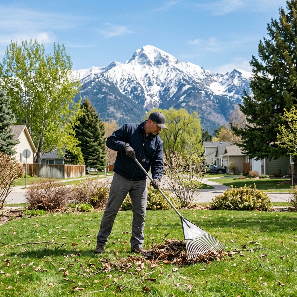 Spring yard cleanup and raking