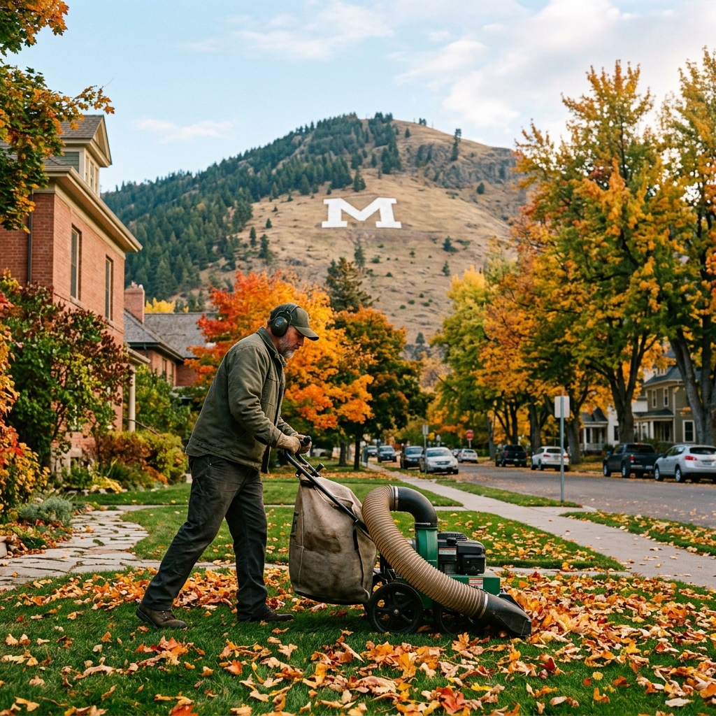 Autumn leaf cleanup in Missoula